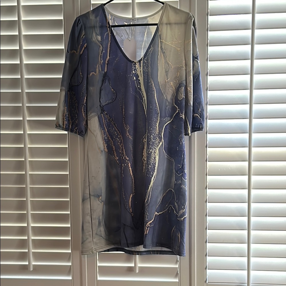 Elegant Blue Sheer Women's Top